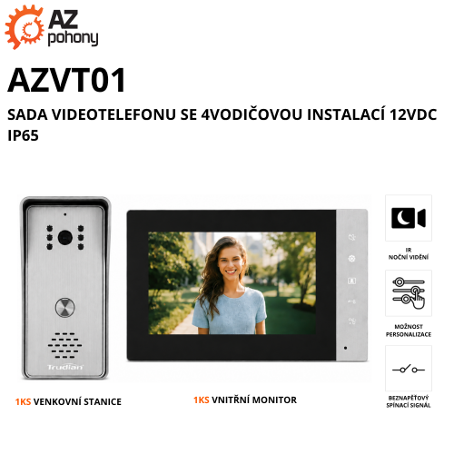 AZVT01 - sada videotelefonu se 4vodičovou instalací 12VDC